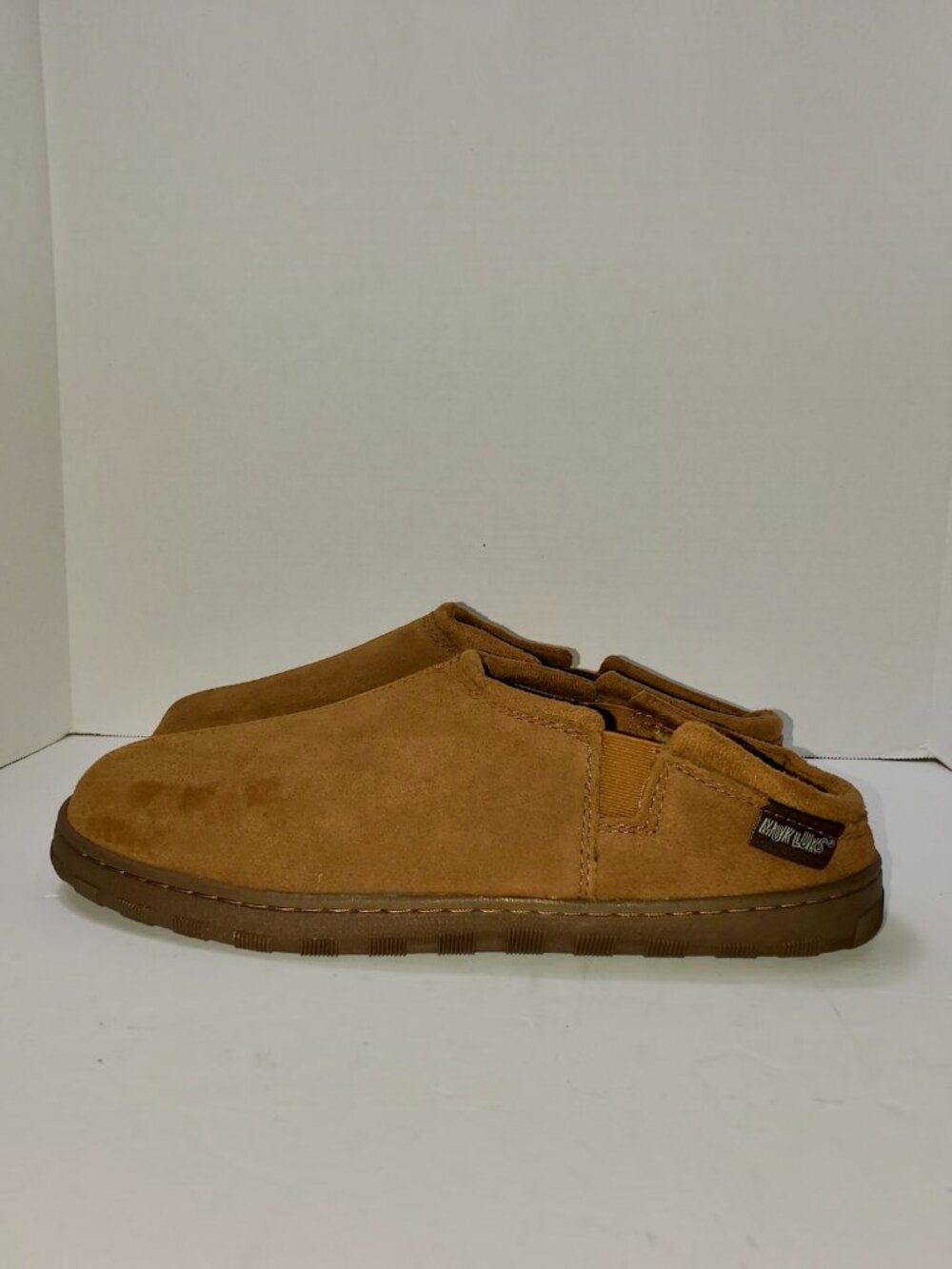 Muk Luks Men's Tan Cow Suede Clog Slippers, Size 12